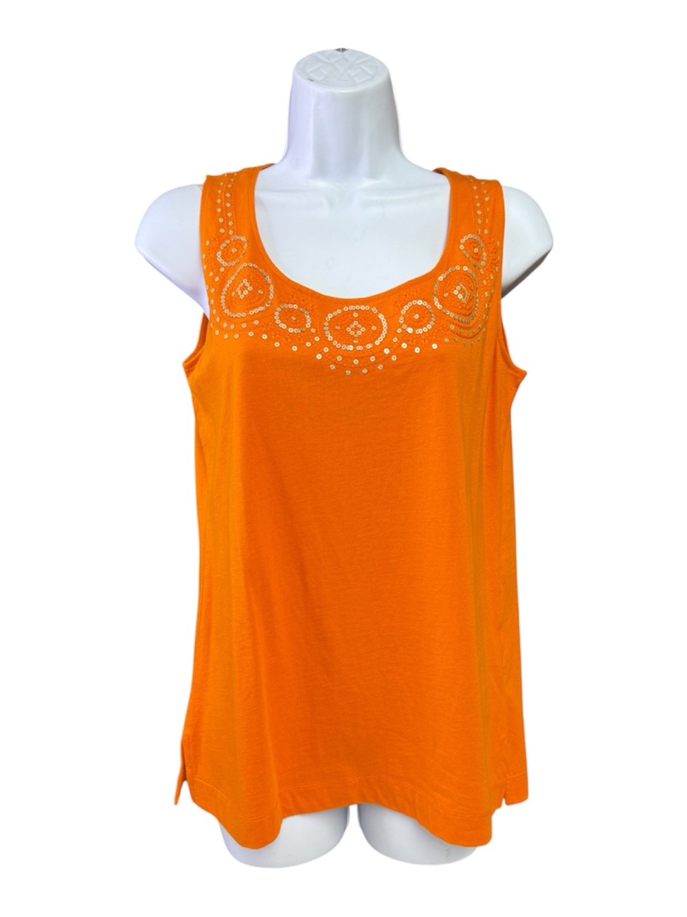 Jones New York Orange Scoop Neck Tank with Embellished Detail size small NWT